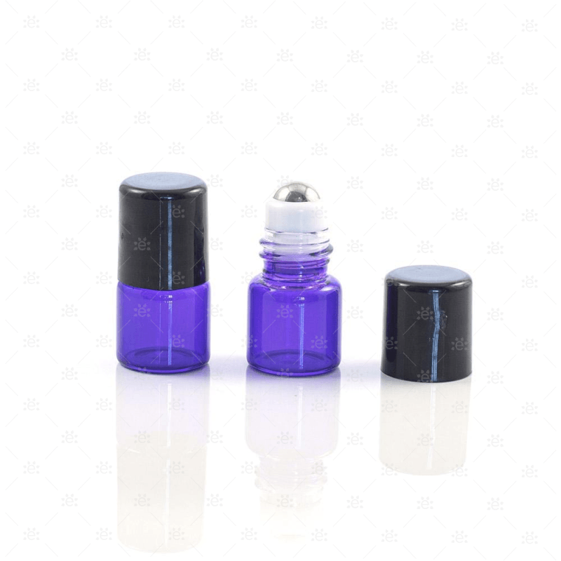 1/4 (1Ml) Dram Purple Roller Bottles With Stainless Steel Rollers (5 Pack) Glass Bottle